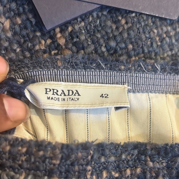 Prada Blue and Tan Wool Pencil Skirt - Picture 15 of 17